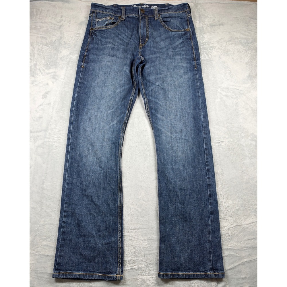 Wrangler Retro Slim Boot Jeans Mens 34x34 Layton Blue Stretch Bootcut Actual 33